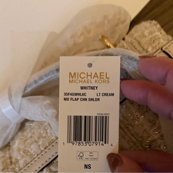 MICHAEL Michael Kors Whitney Cream Tweed Shoulder Bag - Picture 9 of 10